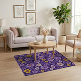 Floral Vintage Purple Yellow Floral Vintage Area Rug