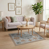 Ornate Grey Gold Floral Vintage Rug