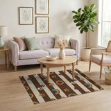 Paw Print Rainbow Striped Kids Rug