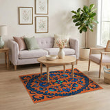 Vibrant Orange Blue Floral Persian Area Rug