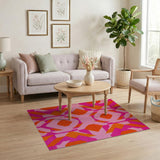 Vibrant Pink Orange Geometric Area Rug