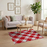 Bold Red White Diamond Check Area Rug