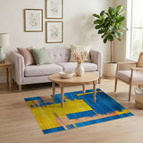 Multi-color and Patterns Vibrant Geometric Blue Yellow Abstract Area Rug