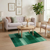 Green Emerald Green Geometric Block Area Rug