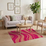 Vibrant Abstract Area Vibrant Pink Wavy Abstract Area Rug