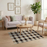 Rustic Brown Tan Plaid Woven Area Rug