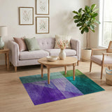 Teal Green Purple Geometric Modern Rug