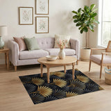 Art Deco Gold Palm Fan Area Rug