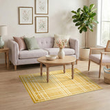 Yellow Geometric Grid Area Rug