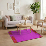 Vibrant Pink Dotted Area Rug with Red Border