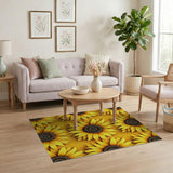 Vibrant Yellow Sunflower Field Area Rug