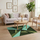 Geometric Modern Teal Green Geometric Abstract Area Rug