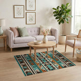 Bold Teal Southwestern Geometric Area Rug