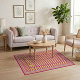 Vibrant Geometric Pink Yellow Area Rug