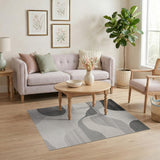 Black and White Abstract Grey Wave Area Rug