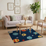 Kids Space Planets Cartoon Area Rug