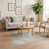 Abstract Wave Beige Neutral Beige and Neutral Area Rug