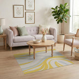 Yellow Yellow Swirl Abstract Area Rug