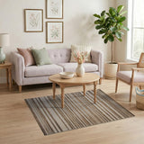 Brown Tan Distressed Striped Woven Rug
