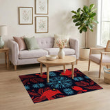 Red Cardinal Birds Snowflakes Area Rug