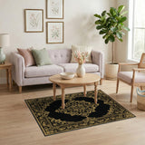 Black and Gold Ornate Persian Area Rug