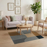 Geometric Abstract Circles Area Rug in Grey Orange