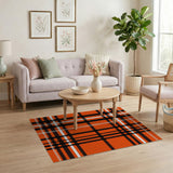 Geometric Modern Orange Bold Orange Black Plaid Area Rug