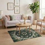 Green Paisley Floral Mandala Area Rug
