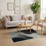 Black and White Black White Abstract Wave Area Rug