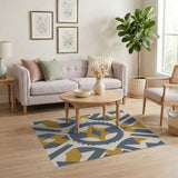 Slate Grey Gear Motif Area Rug