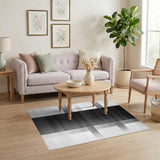 Black and White Striped Geometric Area Rug