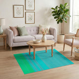 Blue and Teal Teal Wavy Stripe Coastal Area Rug