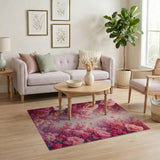 Vibrant Pink Peony Fractal Area Rug