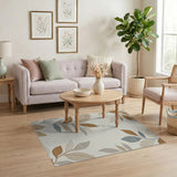 Beige Abstract Leaf Area Rug