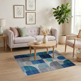 Blue and Teal Geometric Modern Blue Teal Geometric Abstract Area Rug