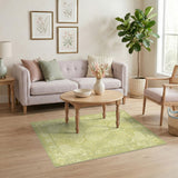 Green Distressed Vintage Floral Area Rug