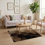 Modern Brown Hexagon Geometric Area Rug