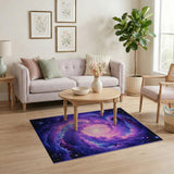 Cosmic Purple Galaxy Spiral Area Rug