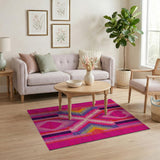 Vibrant Pink Heart Geometric Tribal Rug