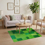 Geometric Modern Vibrant Green Patchwork Geometric Area Rug