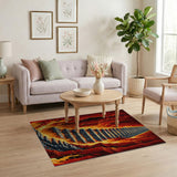 ODIKA Fiery Inferno Stairway Washable Rug - Non-Slip Low Pile Fantasy Area Rug
