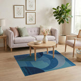 Blue Teal Overlapping Circles Area Rug