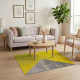 Bold Yellow Grey Geometric Triangle Stripe Rug