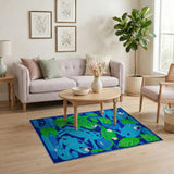 Playful Cartoon Frogs and Lily Pads Area Rug
