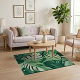 Fruit Pattern Lush Monstera Leaves Green Area Rug