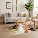 Abstract Area Pink Gold Marble Abstract Area Rug