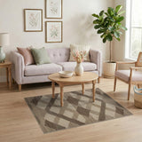 Beige Geometric Diamond Woven Area Rug