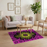 Vibrant Pink Mandala Sunburst Area Rug