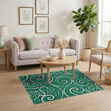 Abstract Area Swirling Green Abstract Area Rug