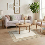 Beige Persian Area Rug with Ornate Border